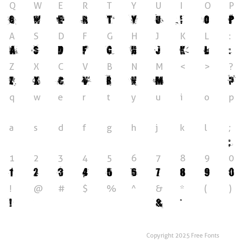 Character Map of loserboi grunge Regular