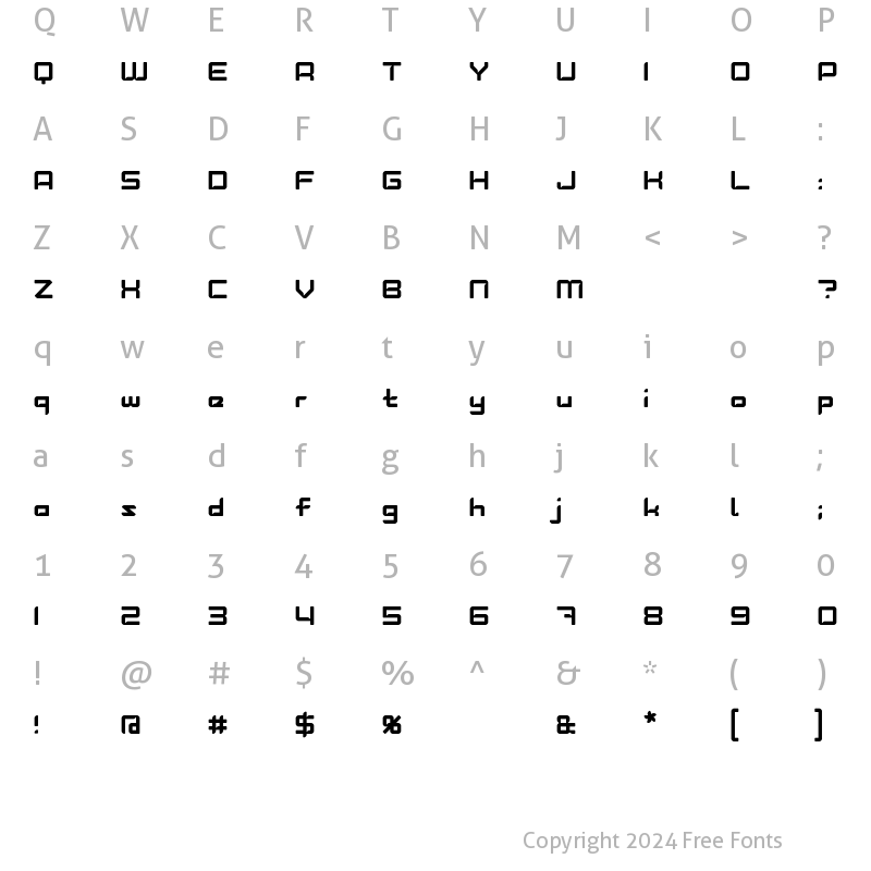 Character Map of Lost in space Regular