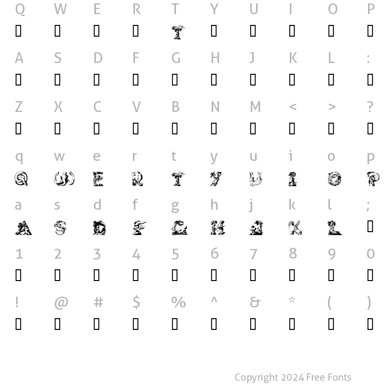 Character Map of Lost World Regular