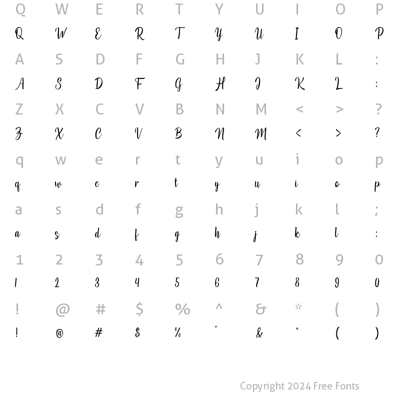 Character Map of Losteria Regular