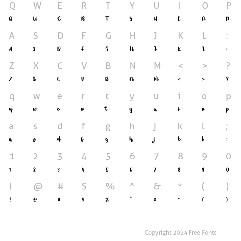 Character Map of Lostmithy Regular