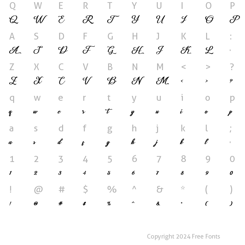 Character Map of Losttimoh Regular