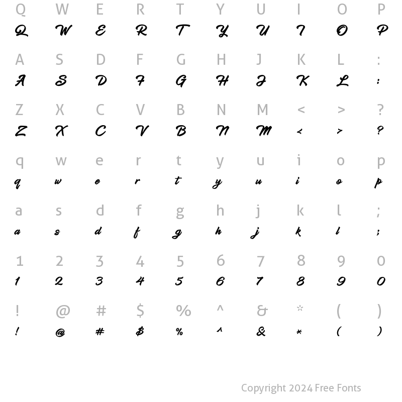 Character Map of Lostyle Script Regular