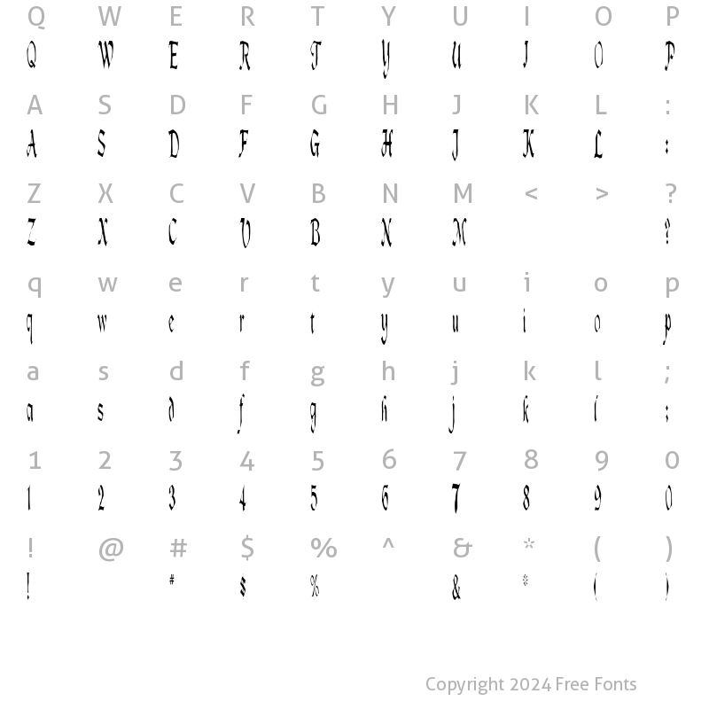 Character Map of Lotharus Regular