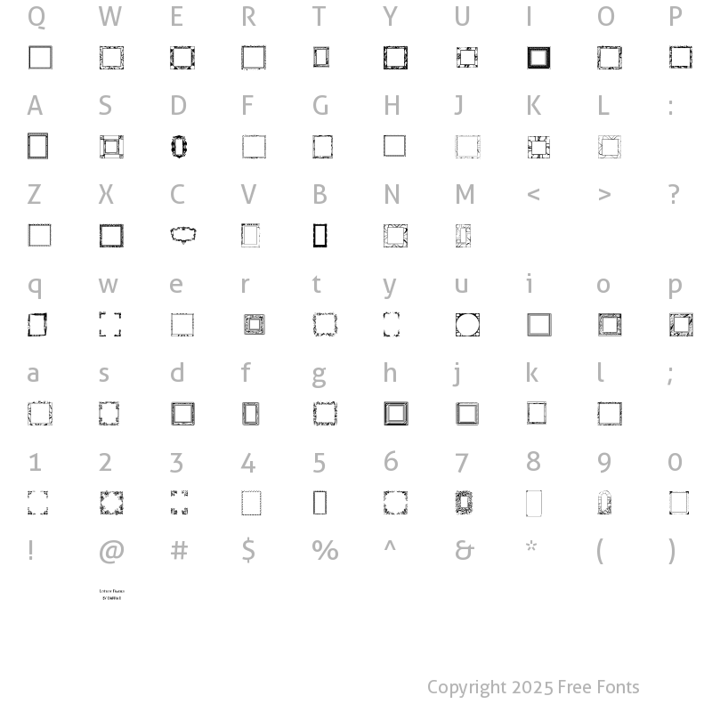 Character Map of Lots of Frames Regular