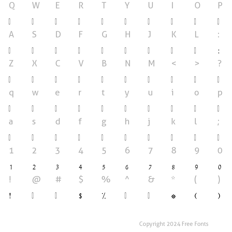 Character Map of Lotus Linotype Light