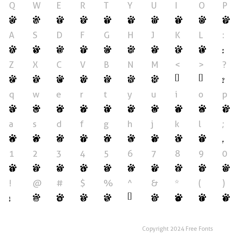 Character Map of Lotus Paws Regular