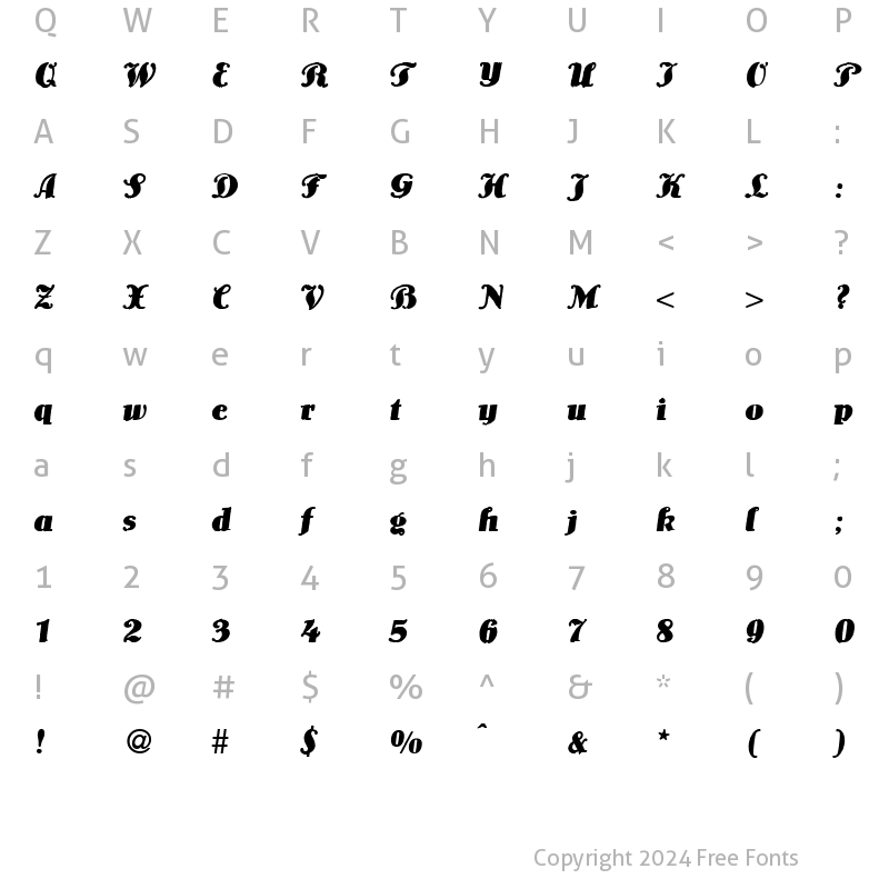 Character Map of Louis BoldItalic