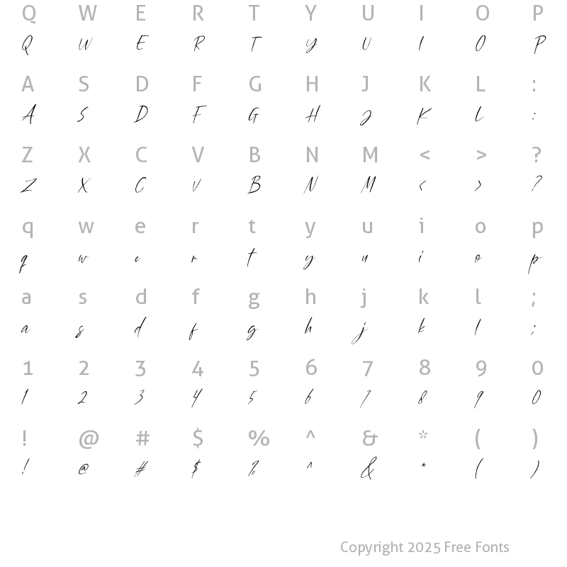 Character Map of LouiseWalker Script