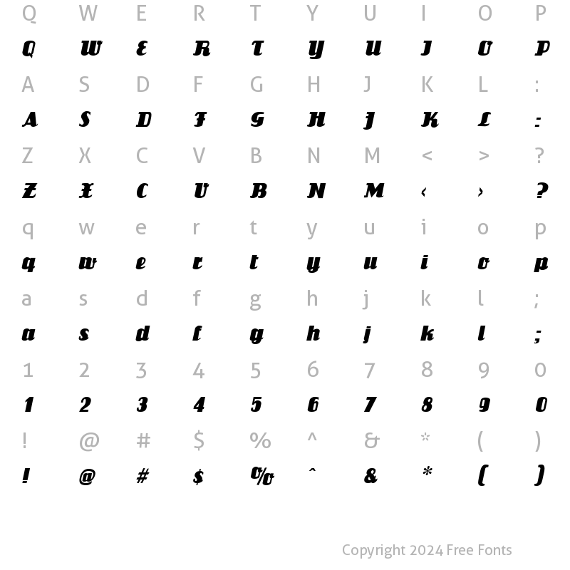 Character Map of Louisianne Italic