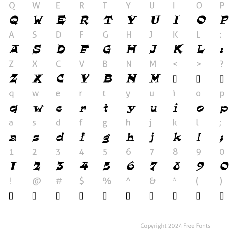 Character Map of Lounger Oblique