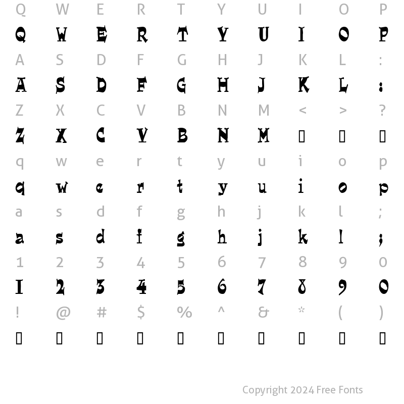 Character Map of LoungerCondensed Regular