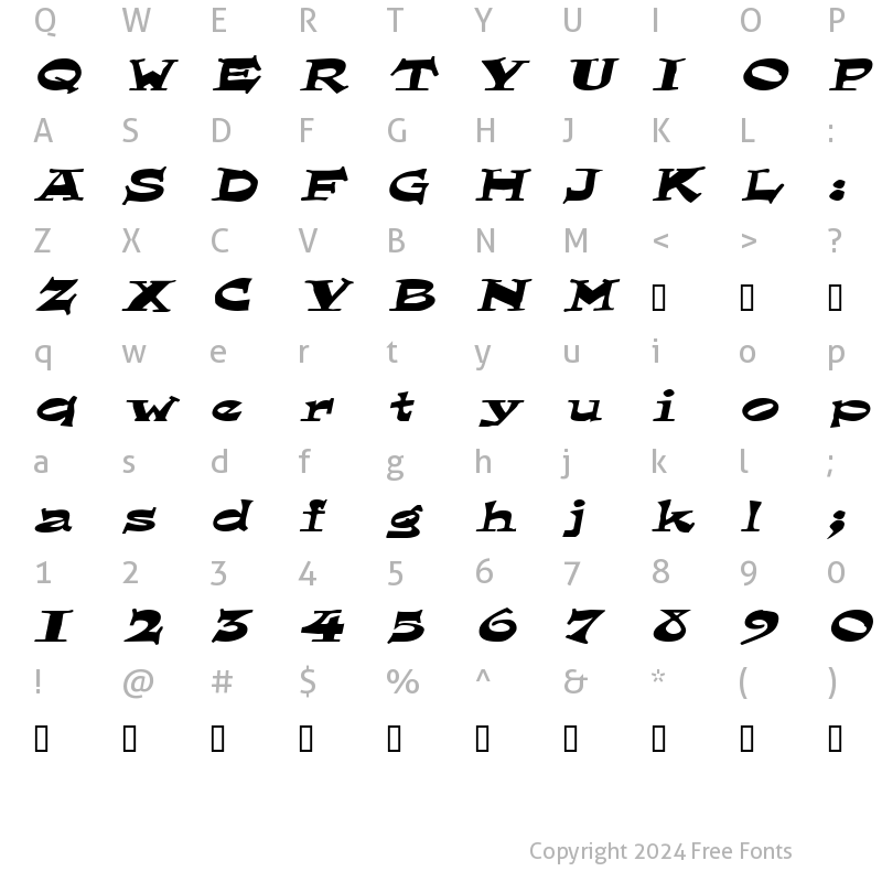 Character Map of LoungerExtended Oblique