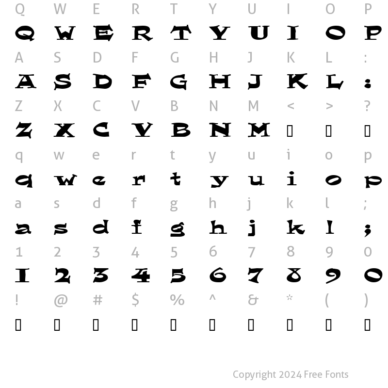 Character Map of LoungerExtended Regular