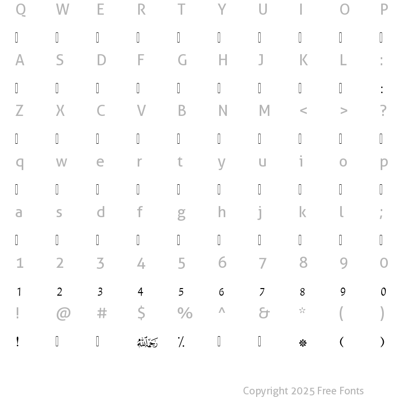 Character Map of louts shamy Regular