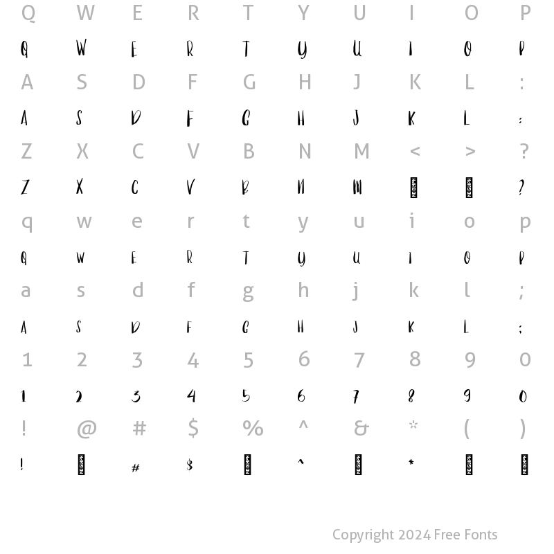 Character Map of lovable sans Regular