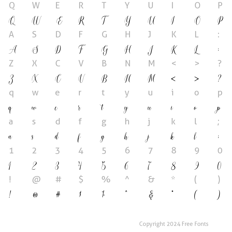 Character Map of love heart Script Regular