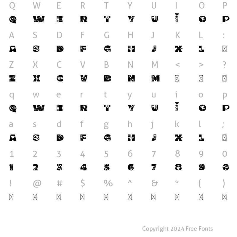 Character Map of Love Is Sweet Regular