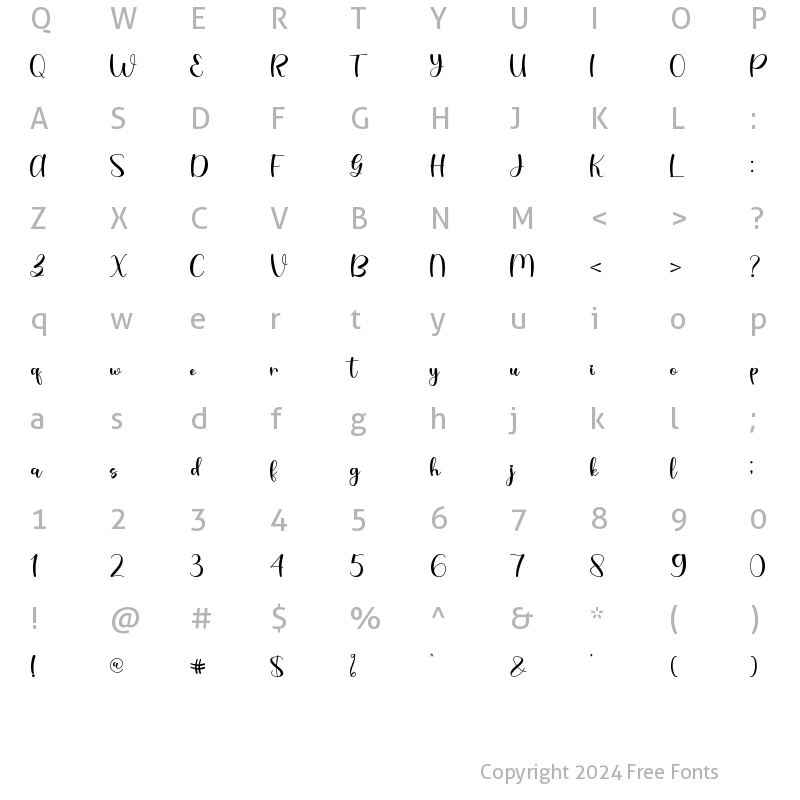 Character Map of Love Lea - Personal Use Regular