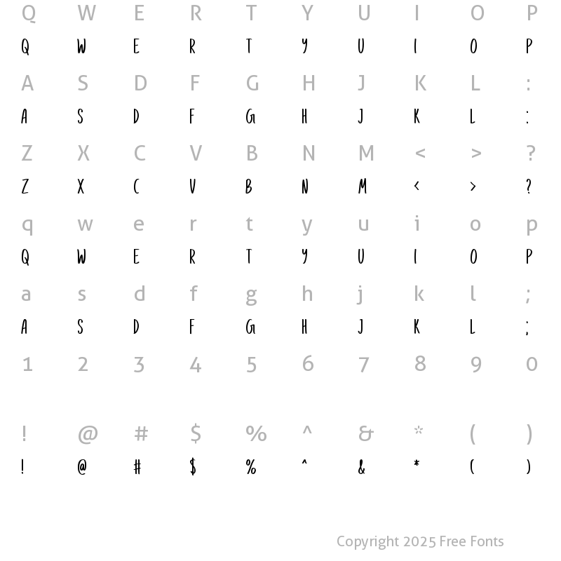 Character Map of Love Radiate Regular