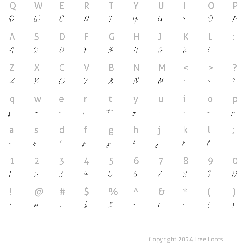 Character Map of Love Rose Regular