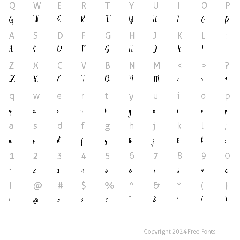 Character Map of love spring Regular