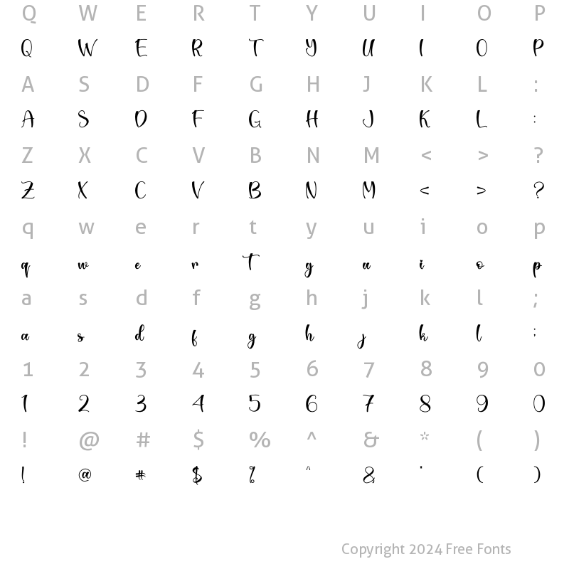 Character Map of Love Sunday Regular