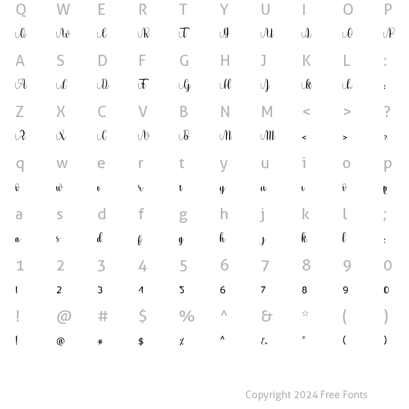 Character Map of Lovea Hegena Regular