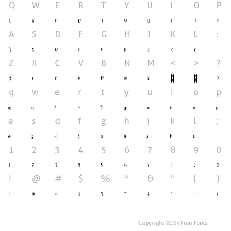 Character Map of Lovegame Script Regular