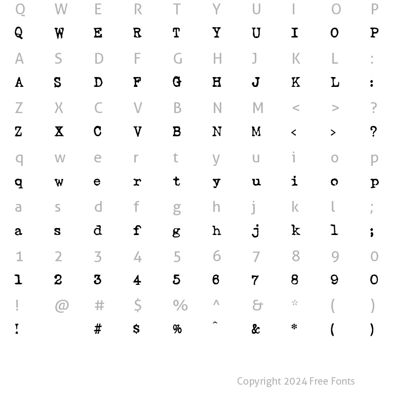 Character Map of Loveletter Regular