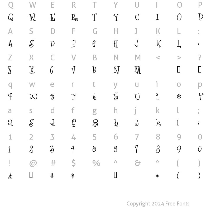 Character Map of LoveLetters Regular