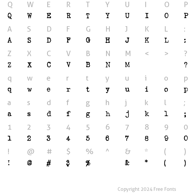 Character Map of LoveLetterTypewriter Regular