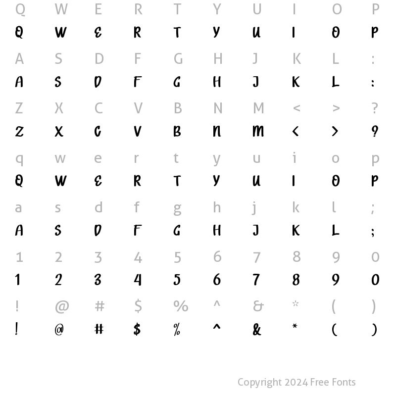 Character Map of LOVELI MONKI Regular