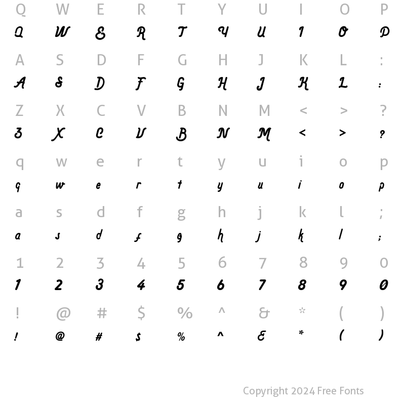 Character Map of Lovella Regular