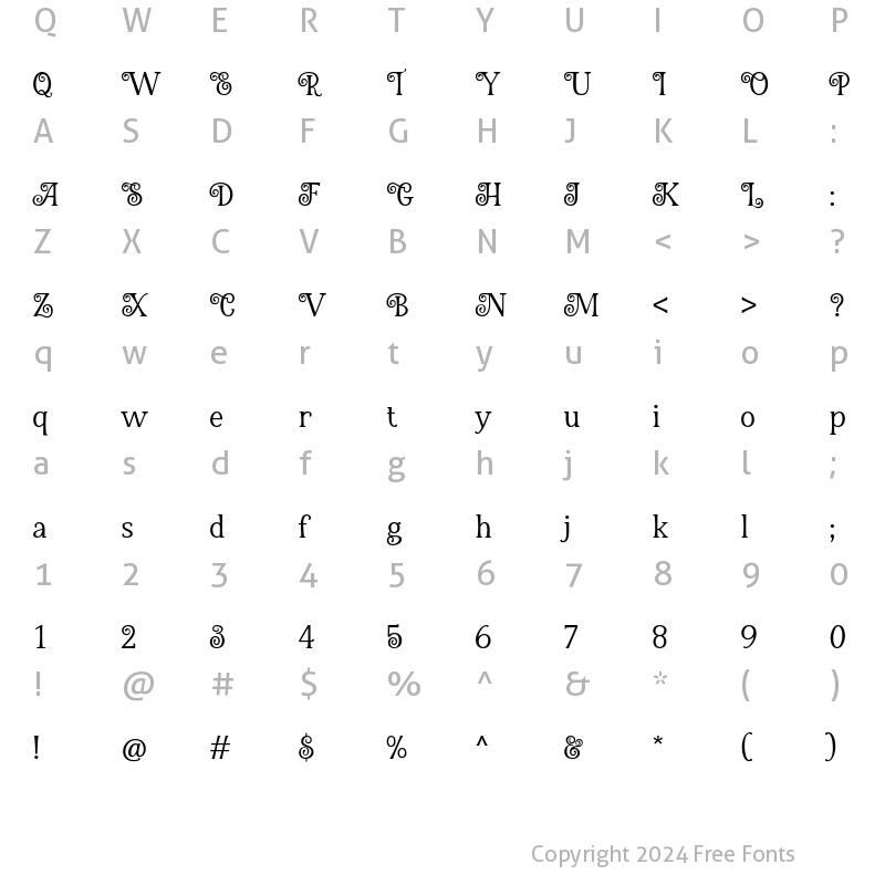 Character Map of Lovely Bougenville Regular