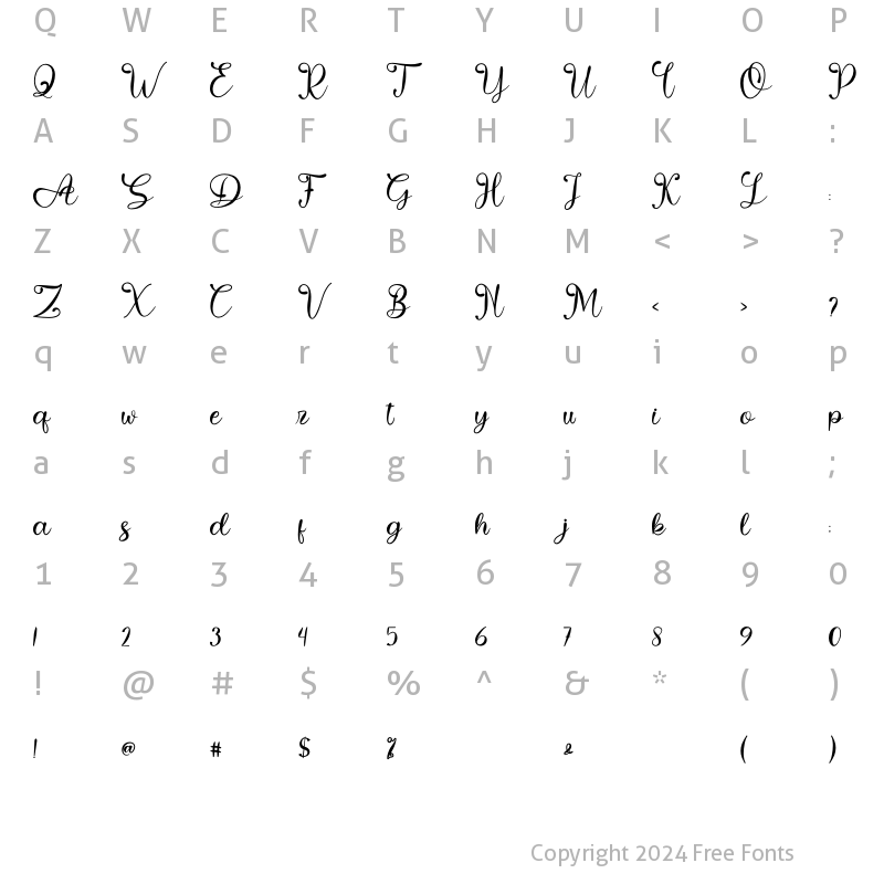 Character Map of Lovely Dattega Regular