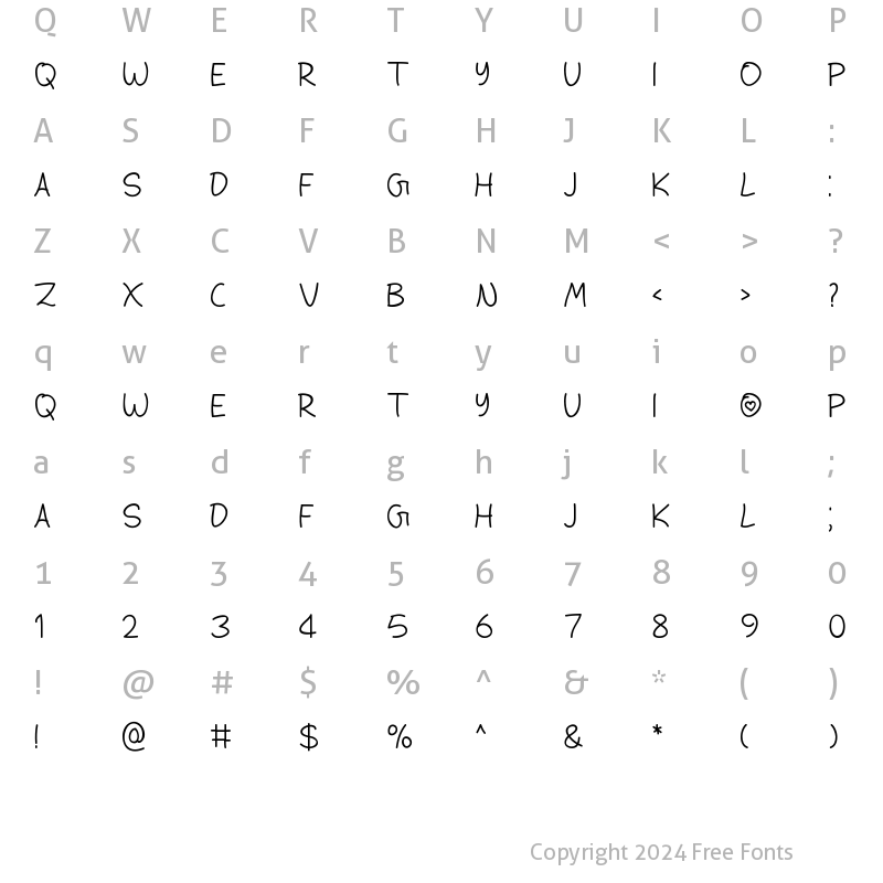 Character Map of Lovely Day Regular