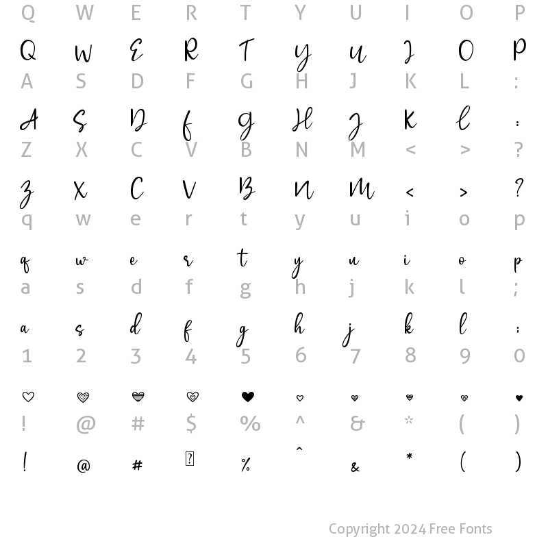 Character Map of lovely days Regular