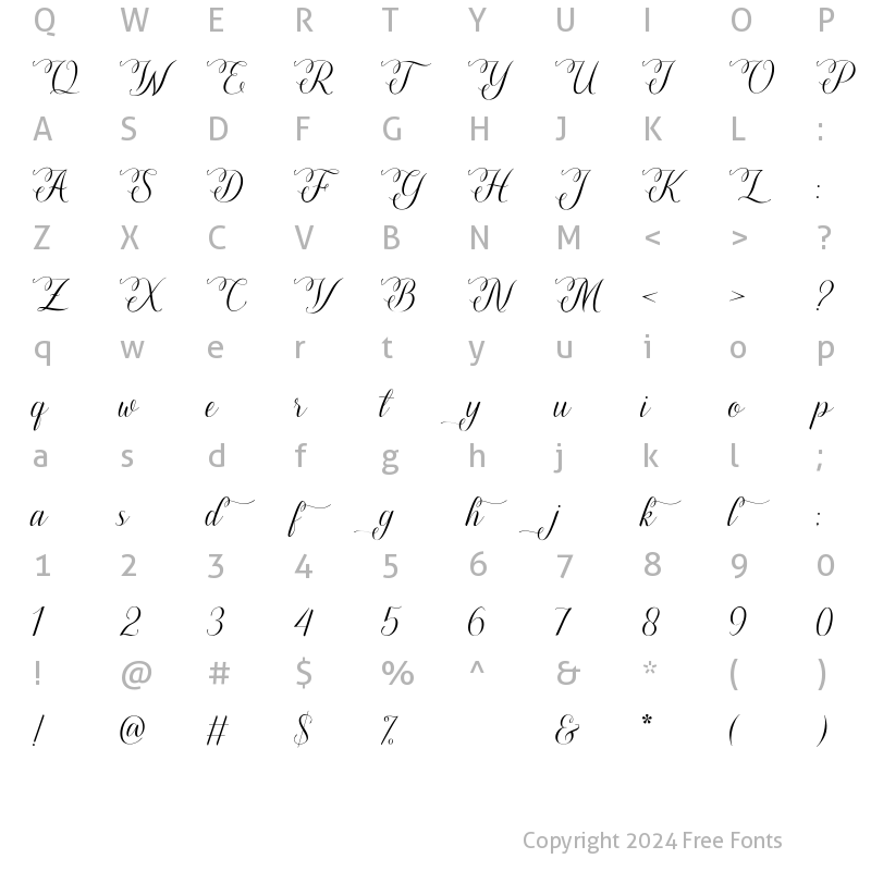 Character Map of Lovely Girl Regular