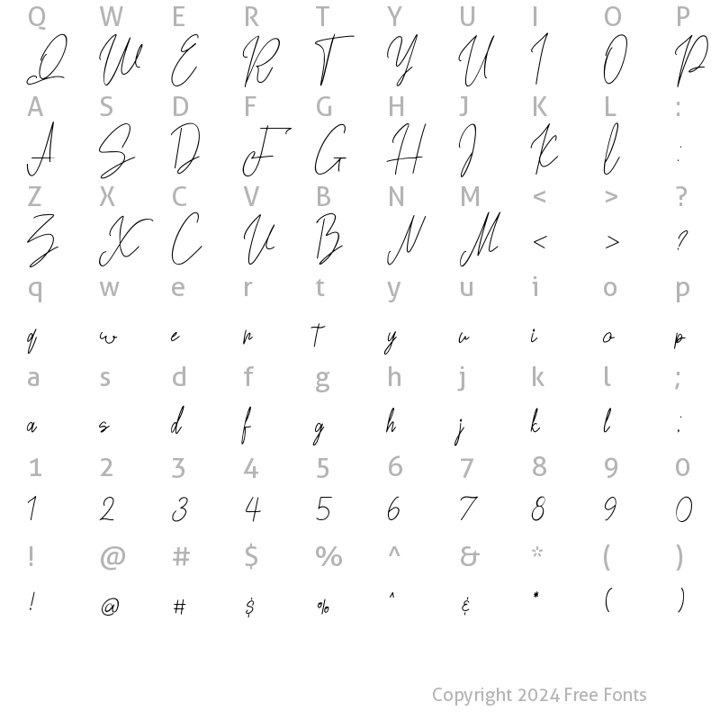 Character Map of Lovely Jeanne Script Regular