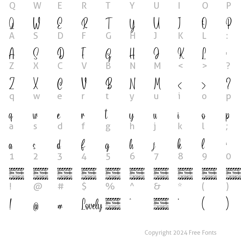 Character Map of Lovely Personal Use Regular