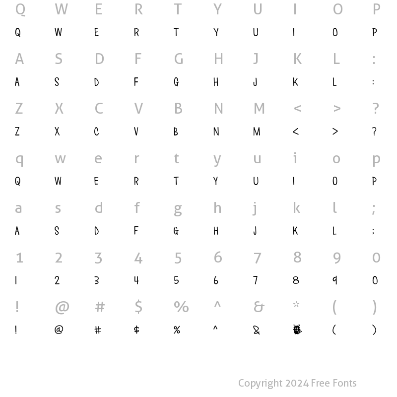 Character Map of Love*Monster Regular