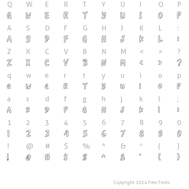 Character Map of Lovenha Line Regular