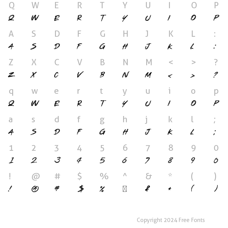 Character Map of LOVENIA Regular