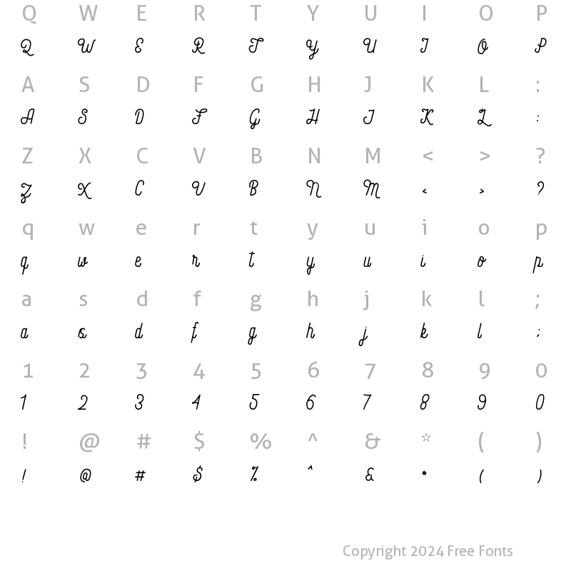 Character Map of Loveolline Regular