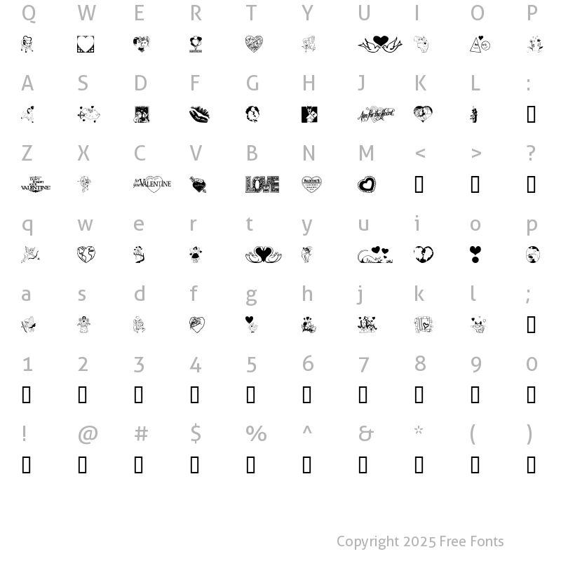 Character Map of LovePoision Regular