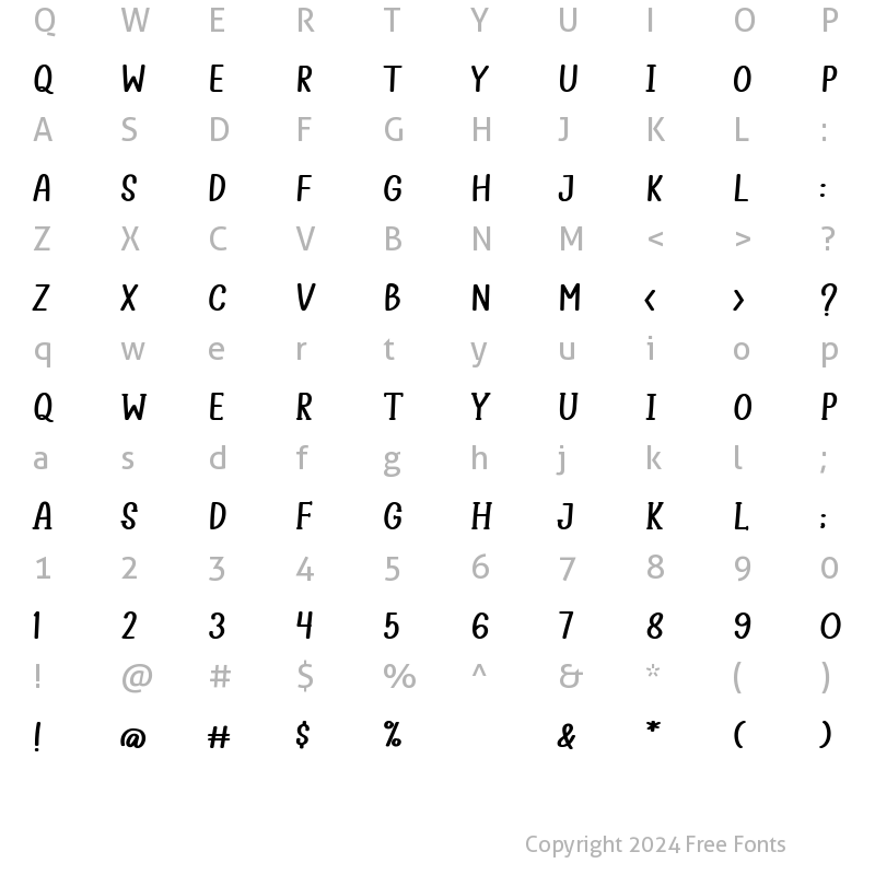 Character Map of Loverine Display Regular