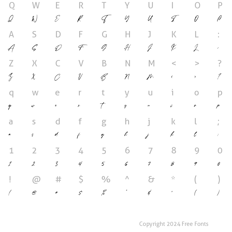 Character Map of Lovers Brooks Clean Regular