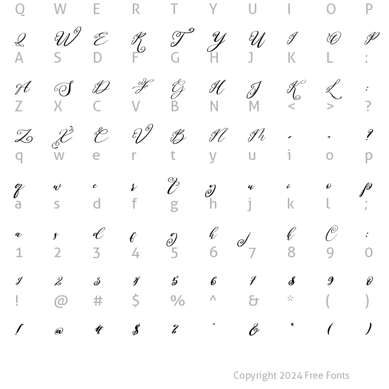 Character Map of Lovesick Sunday Italic