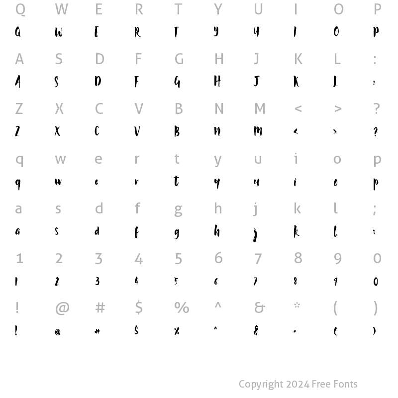 Character Map of Lovestorya Regular